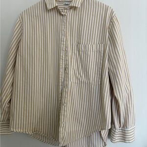 Aerie Beige and White Striped Shirt